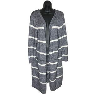 Talbots Cardigan Sweater Womens X Striped Long Open Front Pockets Capsule Plus